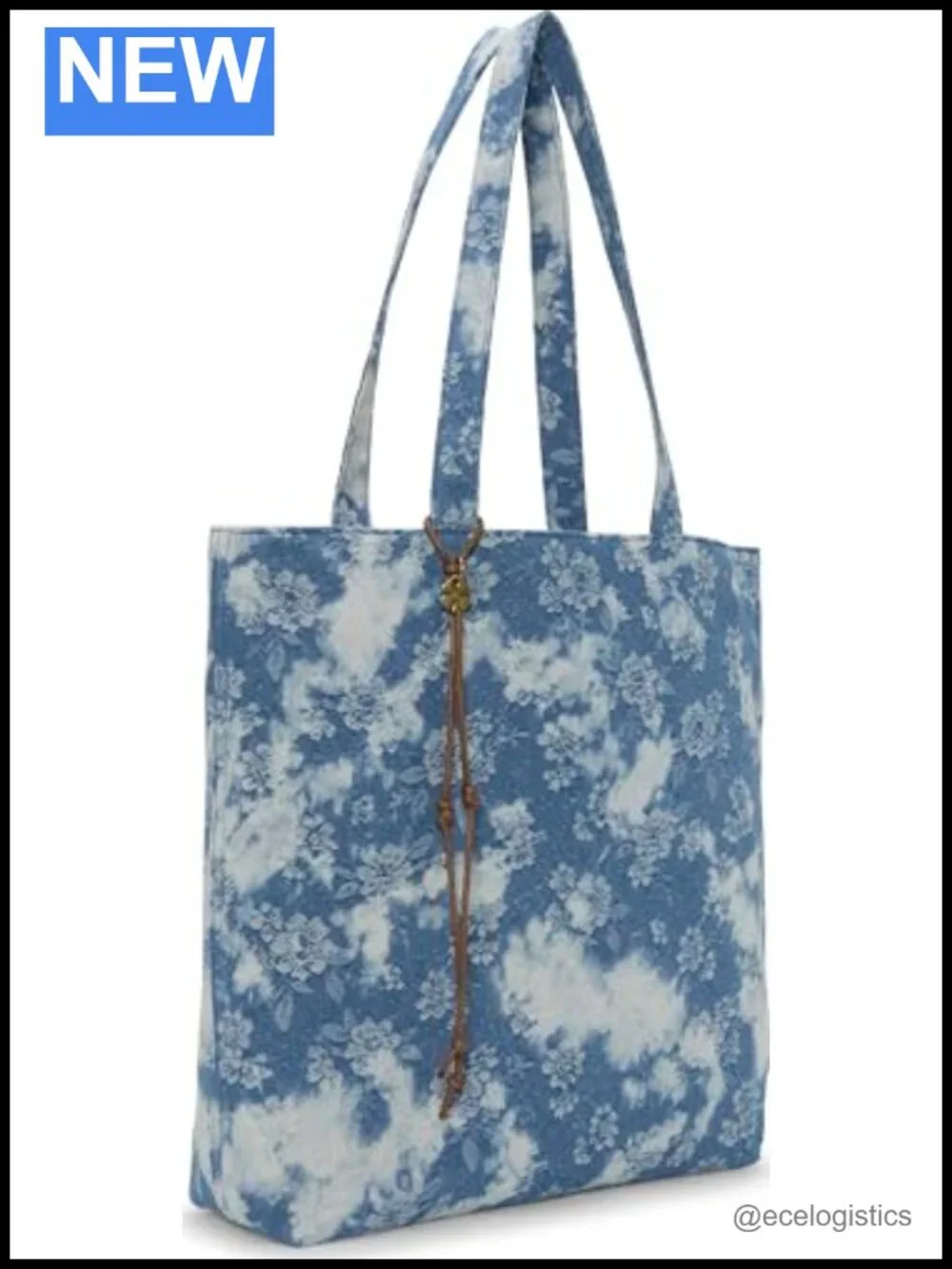 Large Cotton Shoulder Tote Bag with Magnetic Closure
